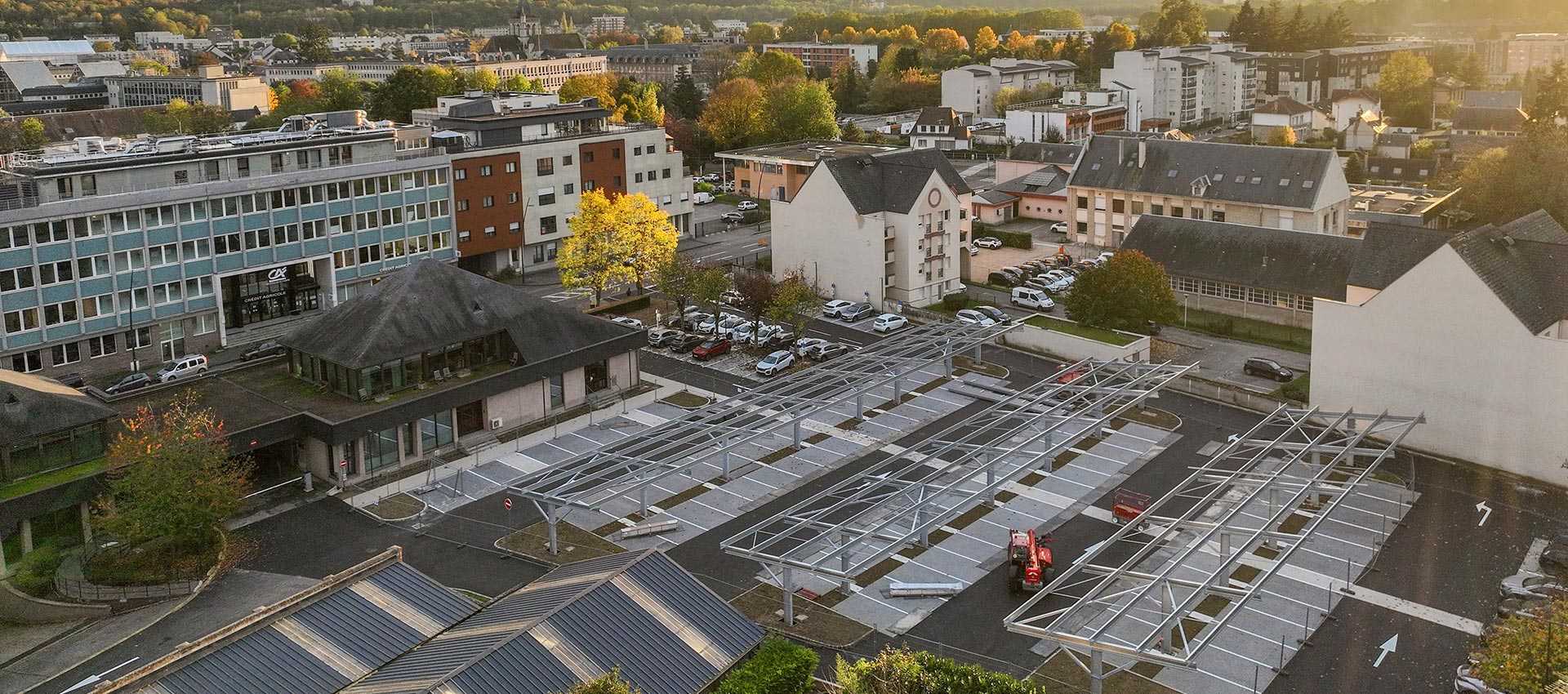 Ombrières photovoltaïque - Chantier Évreux - Normandie